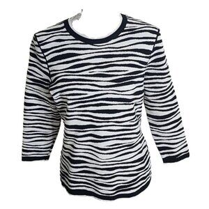 Hugo Boss Hugo Black & White Fatima Zebra print Sweater Made In Italy 14 Large